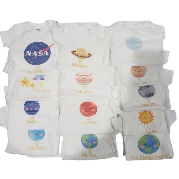 Gerber Baby Monthly Milestone 13 Onesis Set NB to 12 Months Planets Theme - Picture 9 of 9